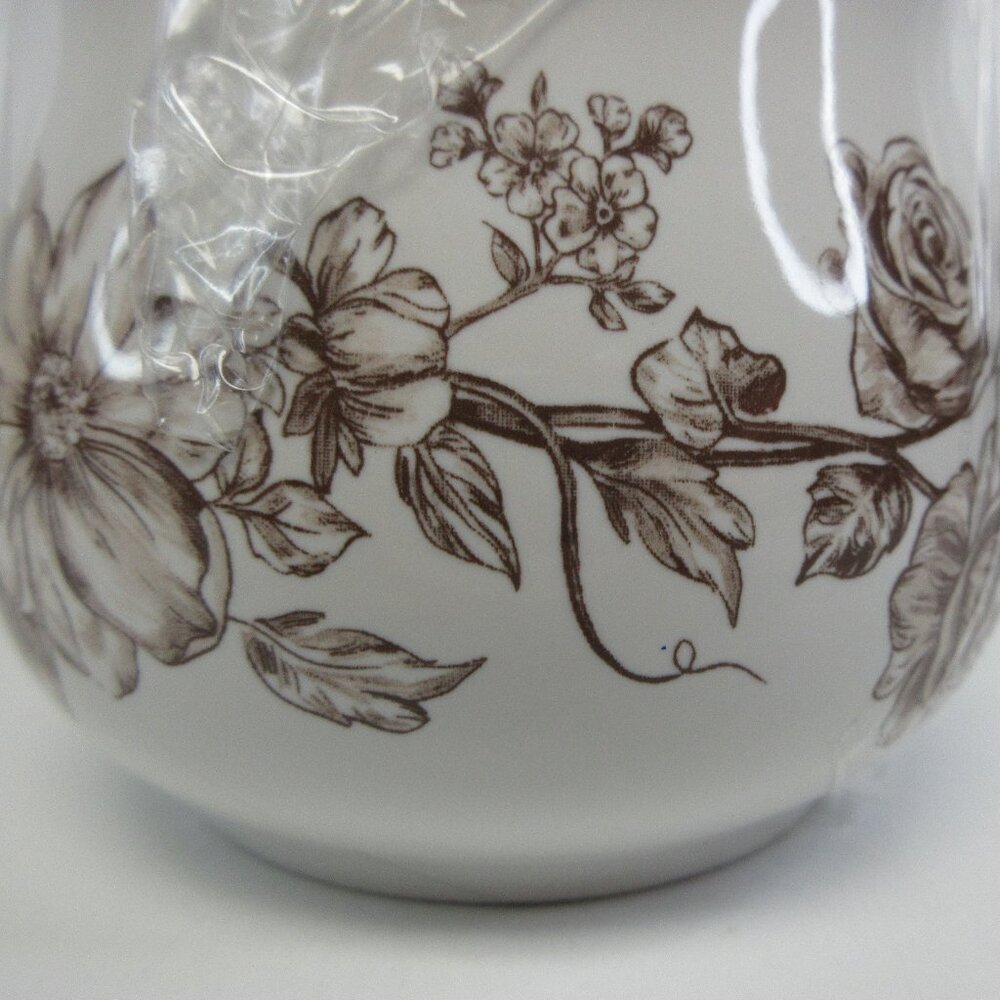 Pioneer Woman Agatha Bird Sugar Bowl W Lid Floral White Brown Stoneware New - Picture 10 of 12
